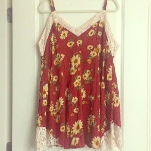 Forever 21 Plus Red Sunflower Slip Dress